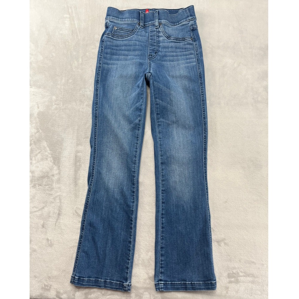Spanx Flare Jeans Women XS Blue Vintage Indigo Pull On High Rise Stretch Whisker